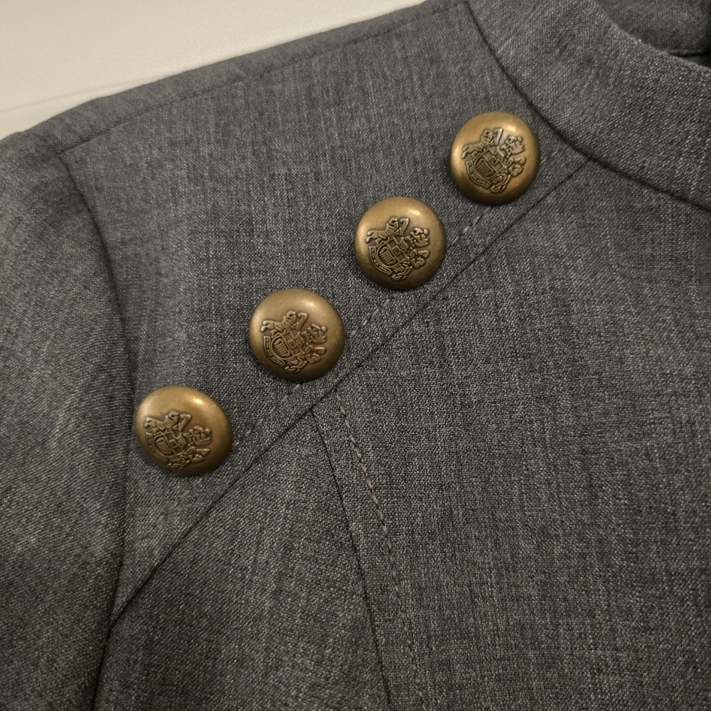 ZARA Elegant Gray Dress with Gold Accents - Picture 3 of 8